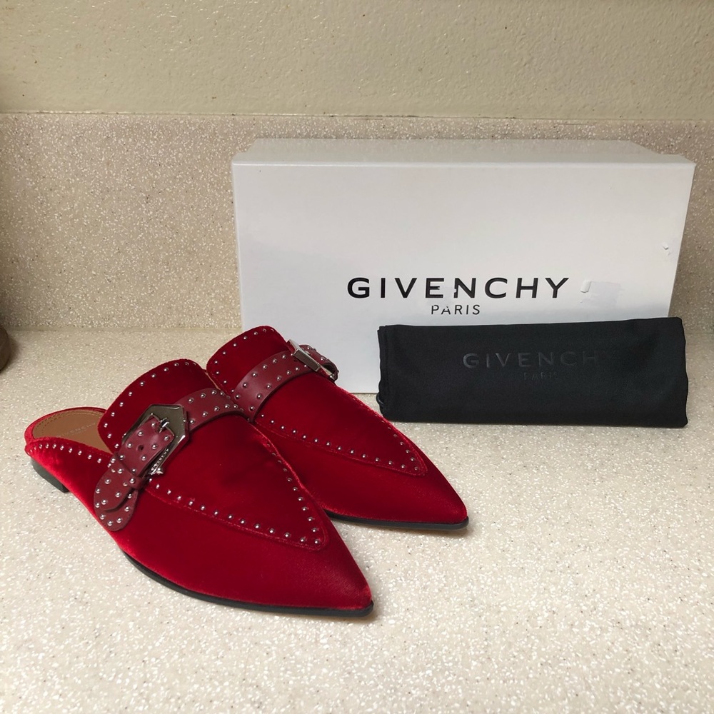 Givenchy Elegant Studded Loafer Mule Red 39 / 9 - Picture 1 of 8